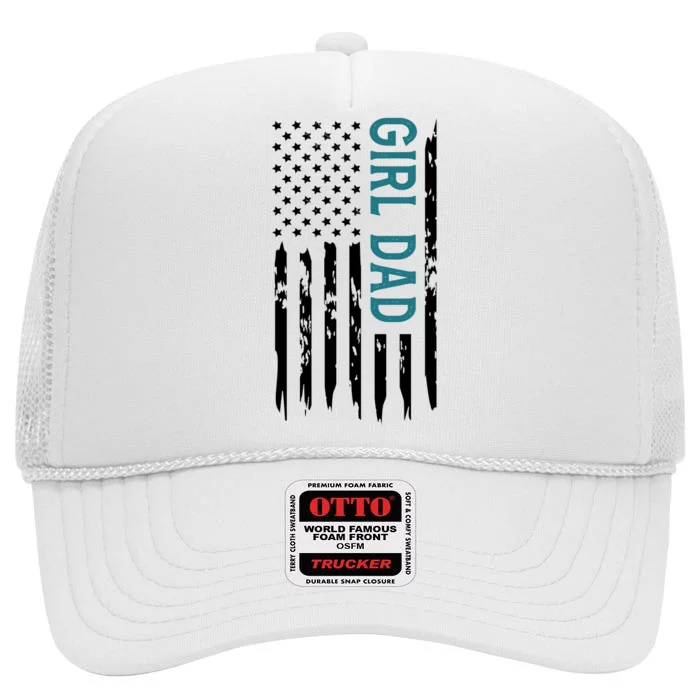 Girl Dad American Flag High Crown Mesh Trucker Hat