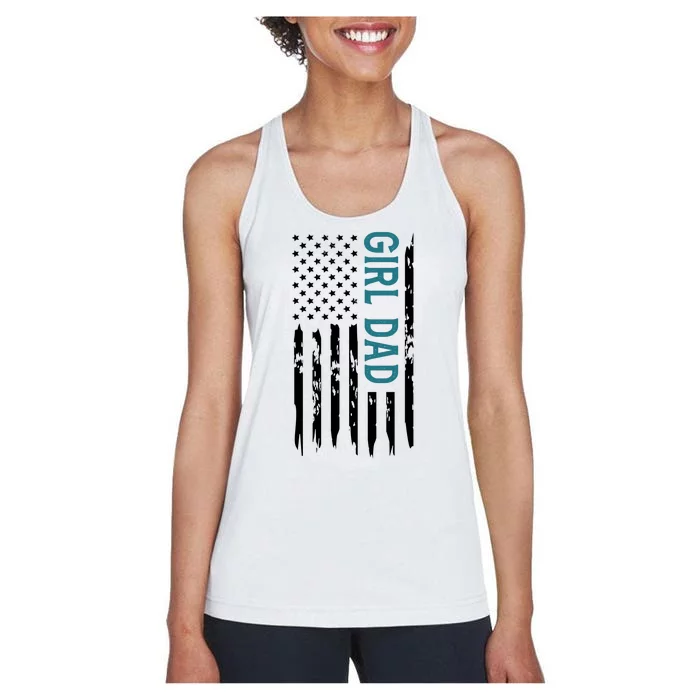 Girl Dad American Flag Women's Racerback Tank