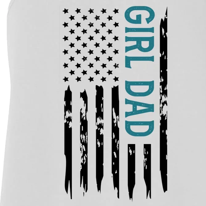 Girl Dad American Flag Women's Racerback Tank