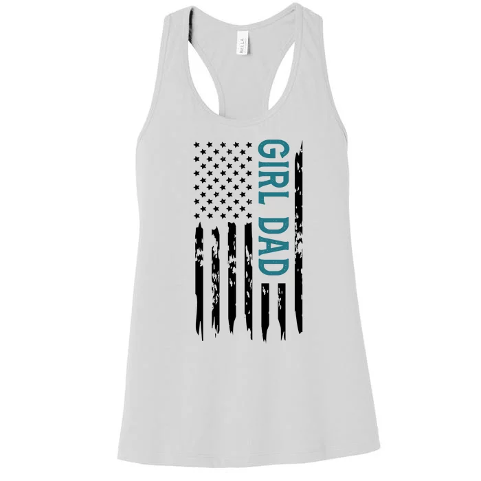 Girl Dad American Flag Women's Racerback Tank