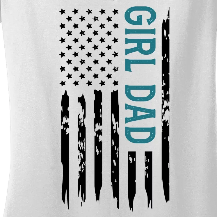 Girl Dad American Flag Women's V-Neck T-Shirt