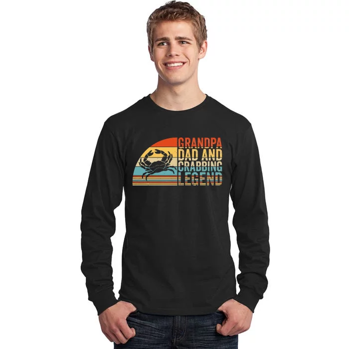 Grandpa Dad And Crabbing Legend Crab Fishing Crab Hunter Tall Long Sleeve T-Shirt