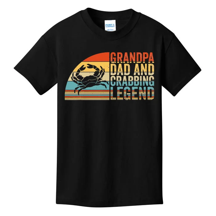 Grandpa Dad And Crabbing Legend Crab Fishing Crab Hunter Kids T-Shirt