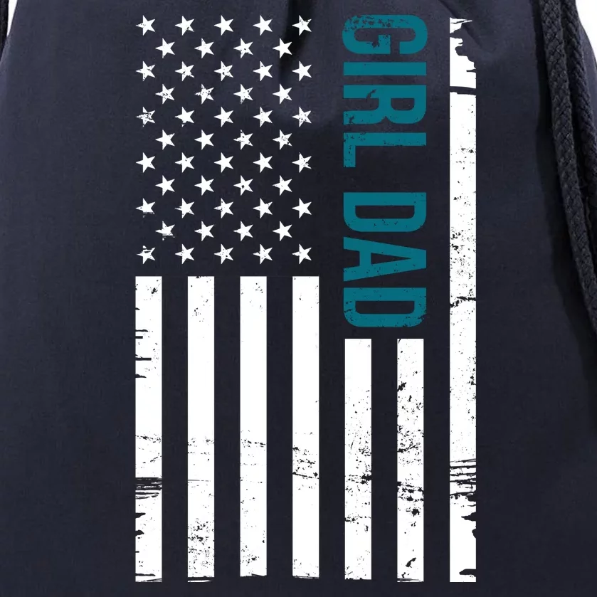 Girl Dad American Flag Drawstring Bag