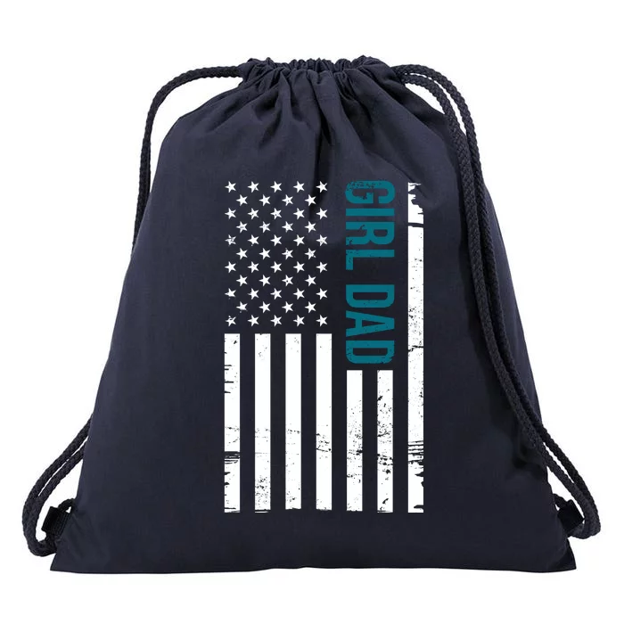 Girl Dad American Flag Drawstring Bag