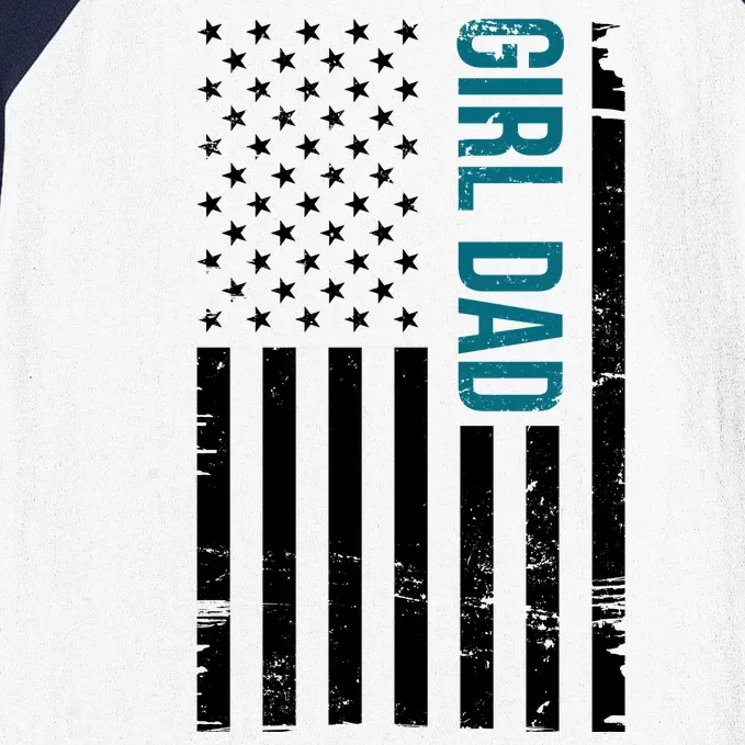 Girl Dad American Flag Baseball Sleeve Shirt