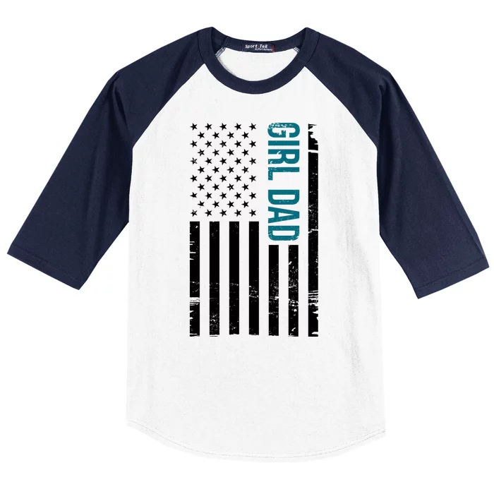 Girl Dad American Flag Baseball Sleeve Shirt