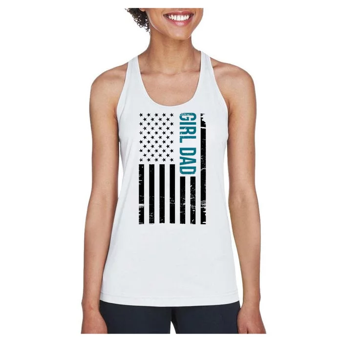 Girl Dad American Flag Women's Racerback Tank