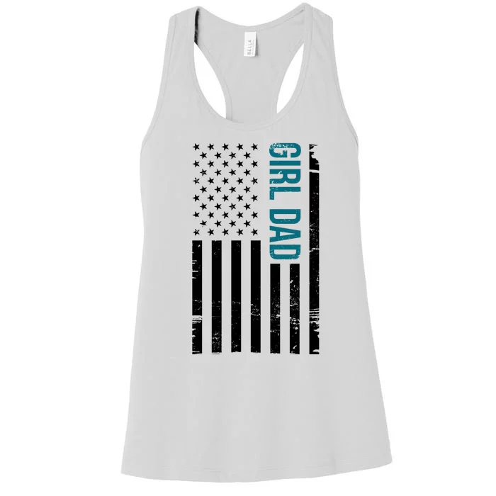 Girl Dad American Flag Women's Racerback Tank