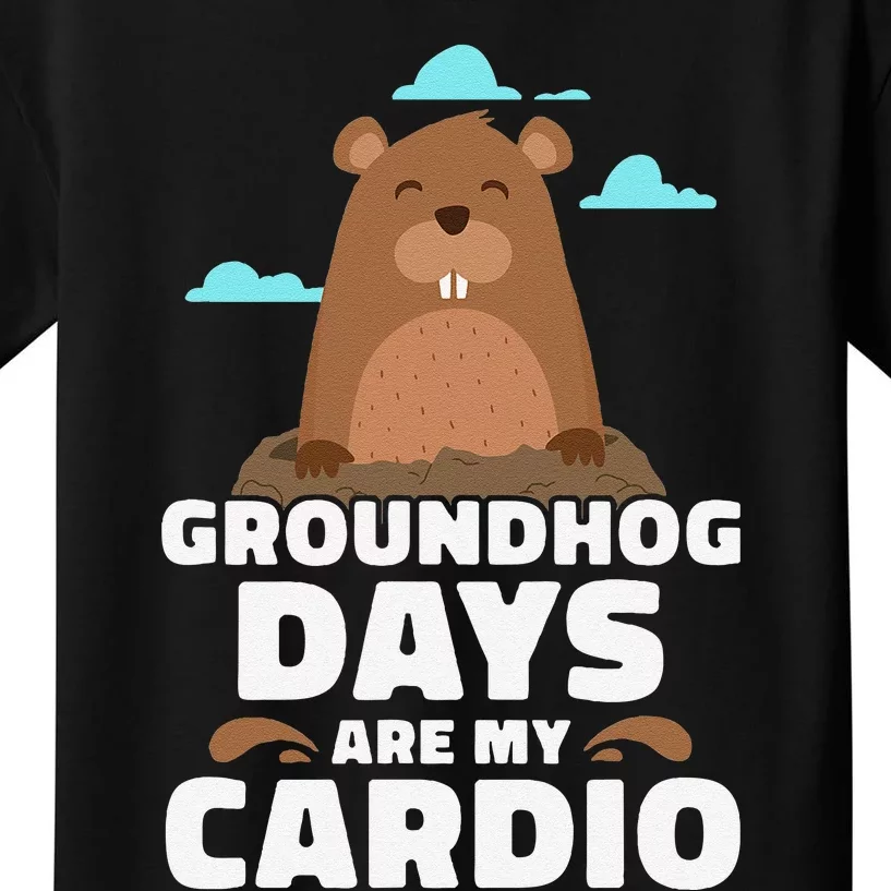 Groundhog Days Are My Cardio February Weather Winter Spring Kids T-Shirt