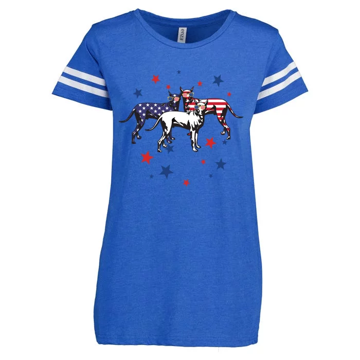 Great Dane American Flag 4Th Of July Gift Enza Ladies Jersey Football T-Shirt