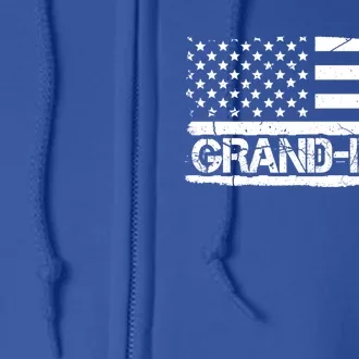 Grand Dude American Flag Fathers Day Grandpa Gift Full Zip Hoodie