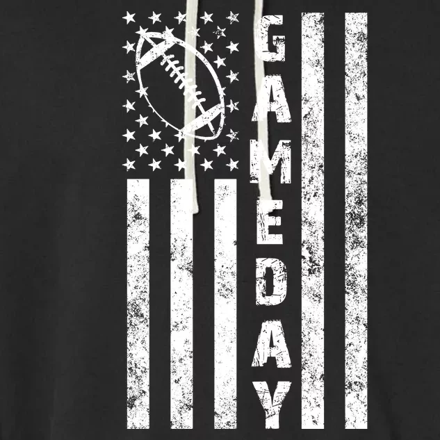 Game Day American Flag Football Lover Garment-Dyed Fleece Hoodie