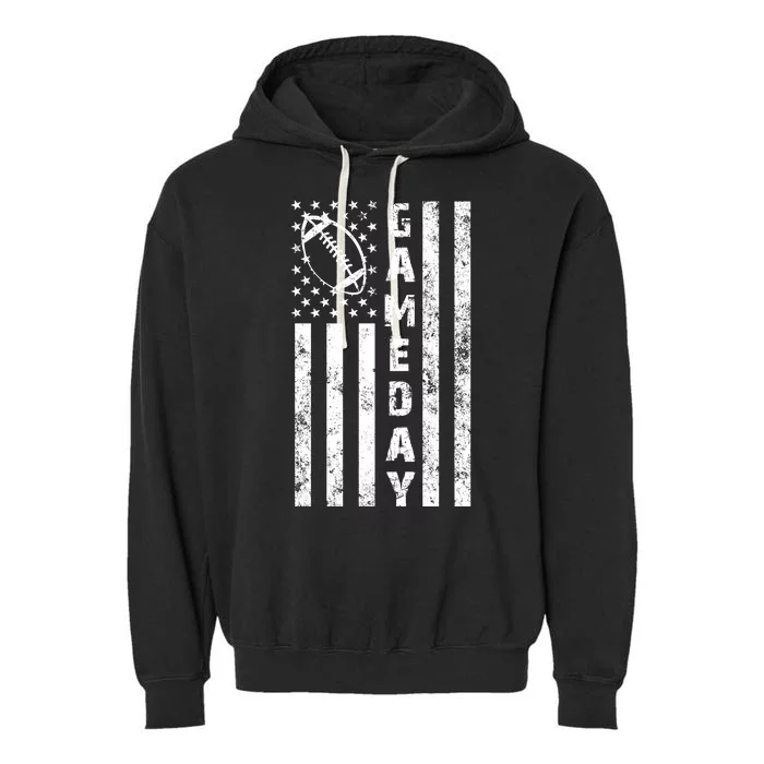 Game Day American Flag Football Lover Garment-Dyed Fleece Hoodie