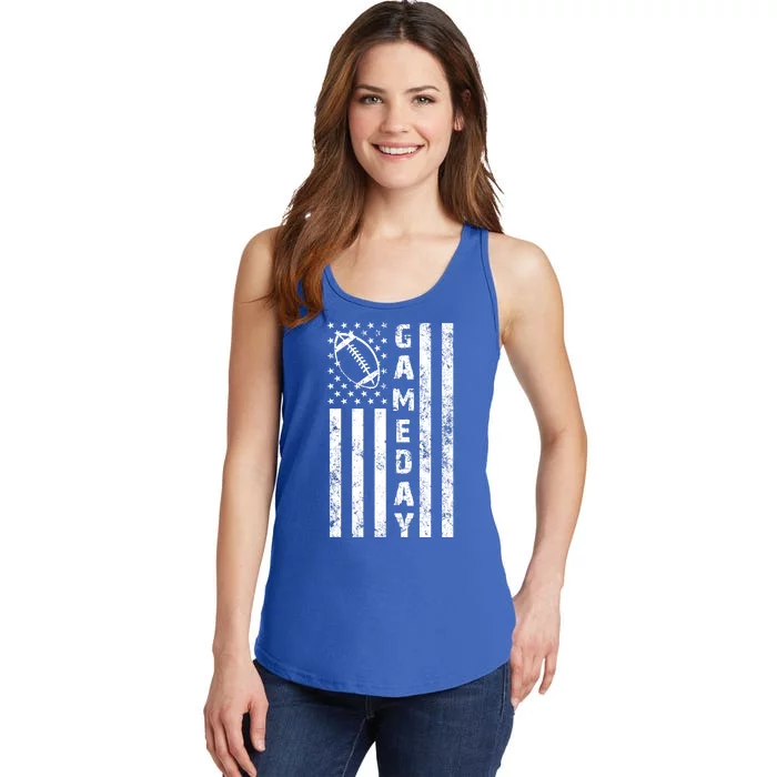 Game Day American Flag Football Lover Ladies Essential Tank