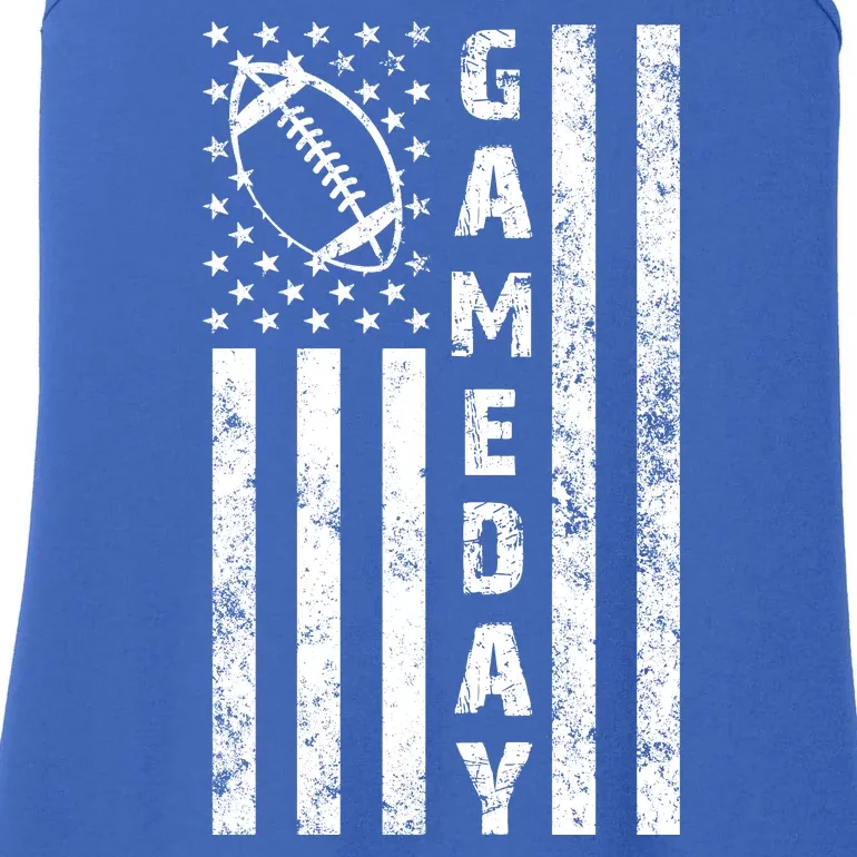 Game Day American Flag Football Lover Ladies Essential Tank