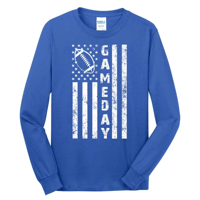 Game Day American Flag Football Lover Tall Long Sleeve T-Shirt