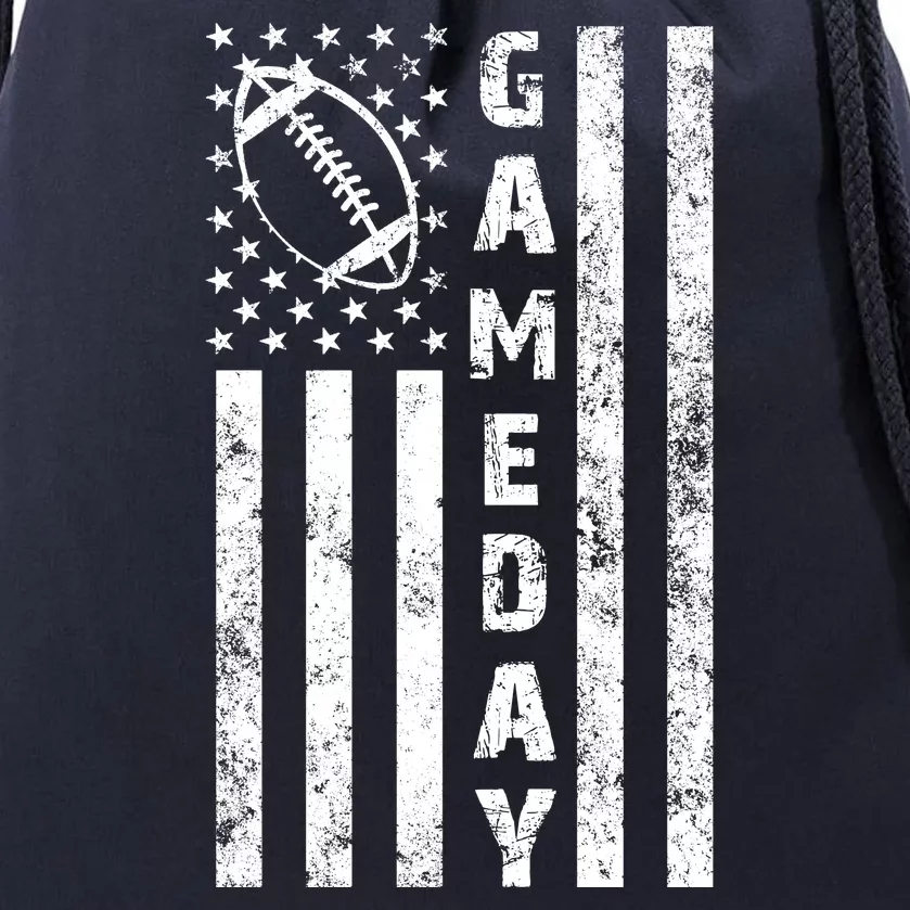 Game Day American Flag Football Lover Drawstring Bag