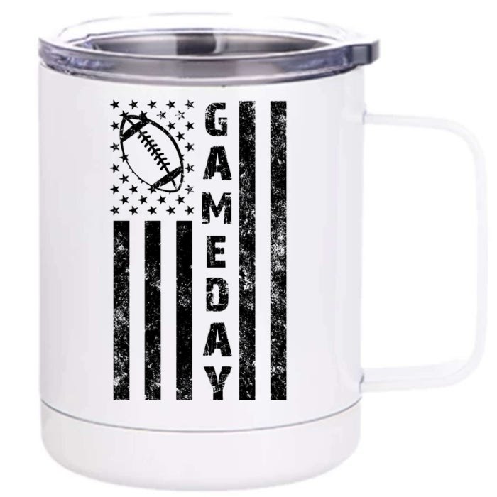 Game Day American Flag Football Lover Front & Back 12oz Stainless Steel Tumbler Cup