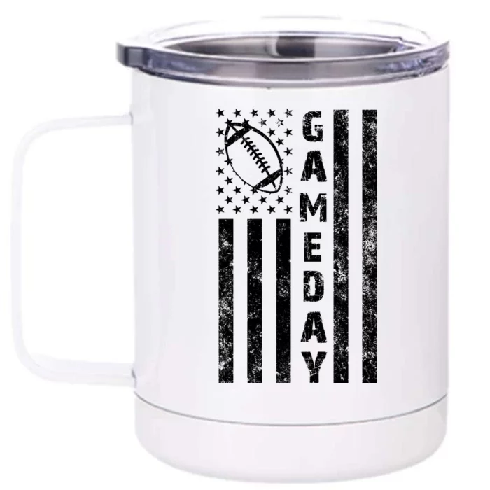 Game Day American Flag Football Lover Front & Back 12oz Stainless Steel Tumbler Cup