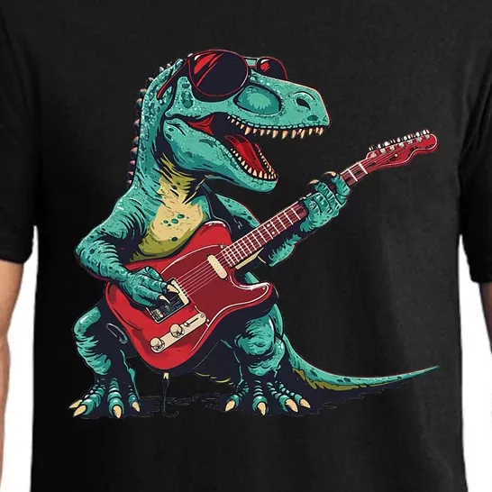 Guitar Dinosaur And Music Lovers Pajama Set