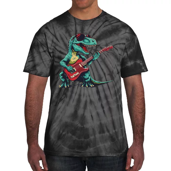 Guitar Dinosaur And Music Lovers Tie-Dye T-Shirt