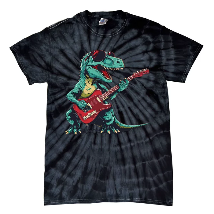 Guitar Dinosaur And Music Lovers Tie-Dye T-Shirt