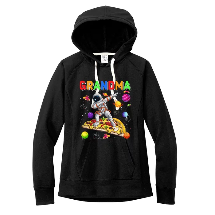 Grandma Dabbing Astronaut Riding Pizza Cute Planets Space Women's Fleece Hoodie