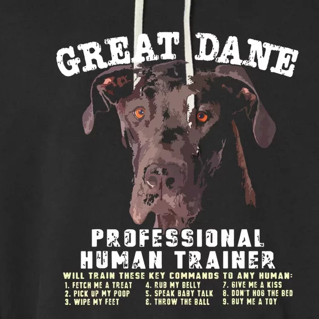 Great Dane Black Professional Human Trainer Garment-Dyed Fleece Hoodie