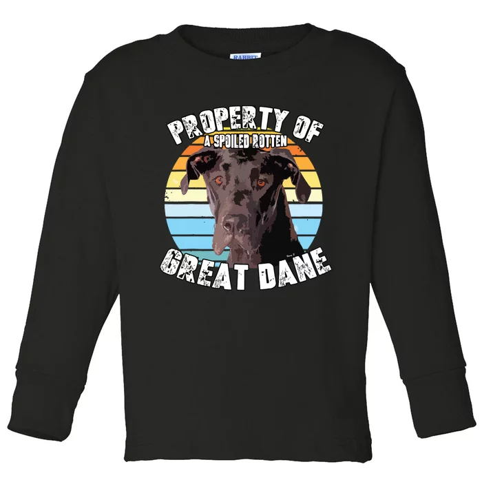 Great Dane Black Vintage Retro Property Of Toddler Long Sleeve Shirt