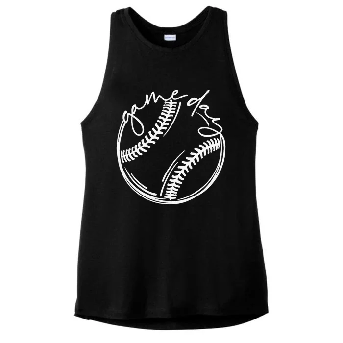 Game Day Baseball Baseball Life Softball Life Gift For Mom Ladies Tri-Blend Wicking Tank