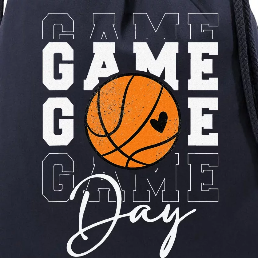 Game Day Basketball Boy Girl Basketball Mom Drawstring Bag