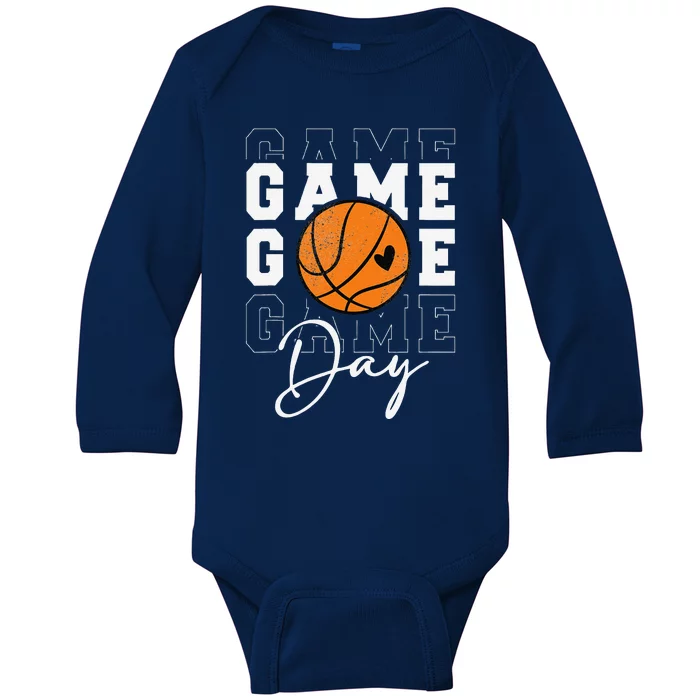 Game Day Basketball Boy Girl Basketball Mom Baby Long Sleeve Bodysuit