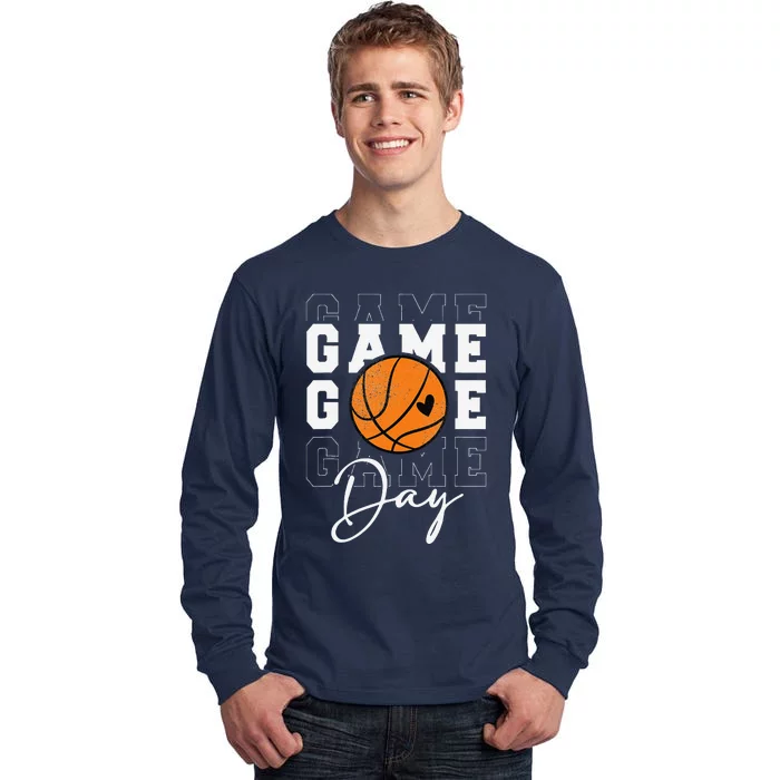 Game Day Basketball Boy Girl Basketball Mom Tall Long Sleeve T-Shirt