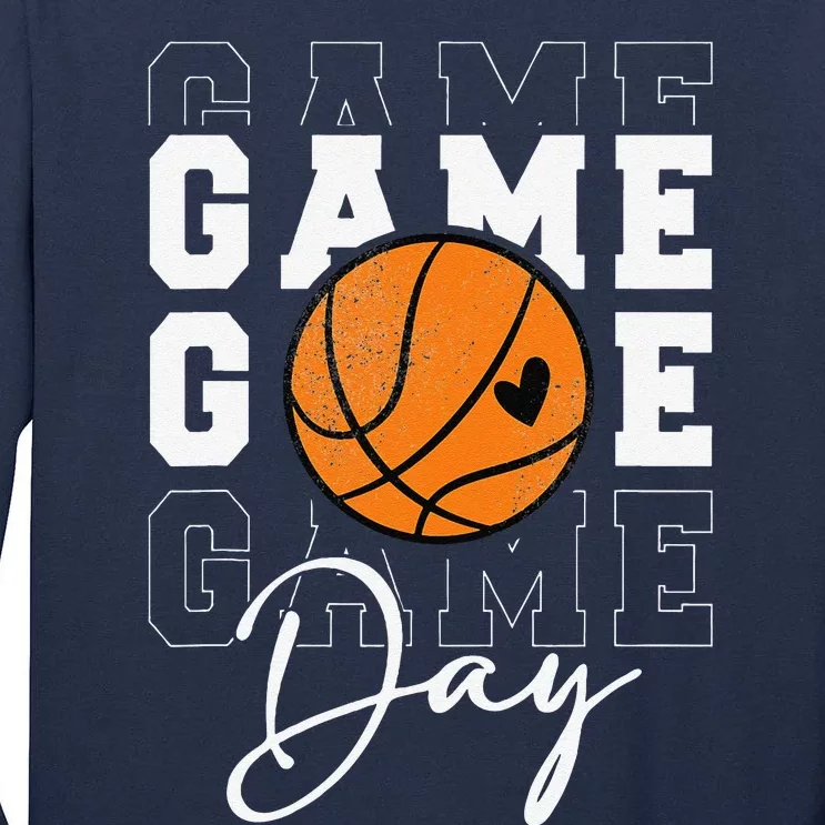 Game Day Basketball Boy Girl Basketball Mom Tall Long Sleeve T-Shirt