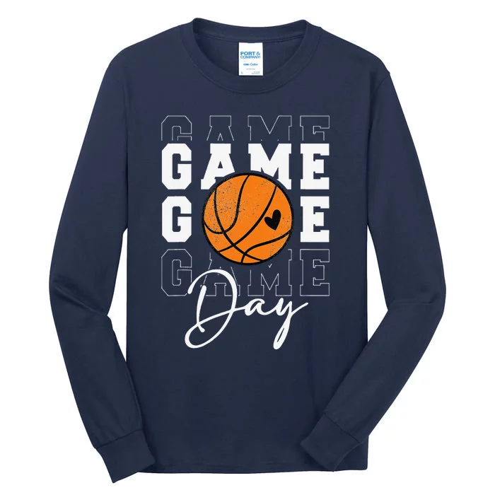 Game Day Basketball Boy Girl Basketball Mom Tall Long Sleeve T-Shirt