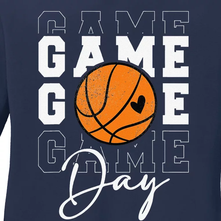 Game Day Basketball Boy Girl Basketball Mom Ladies Long Sleeve Shirt