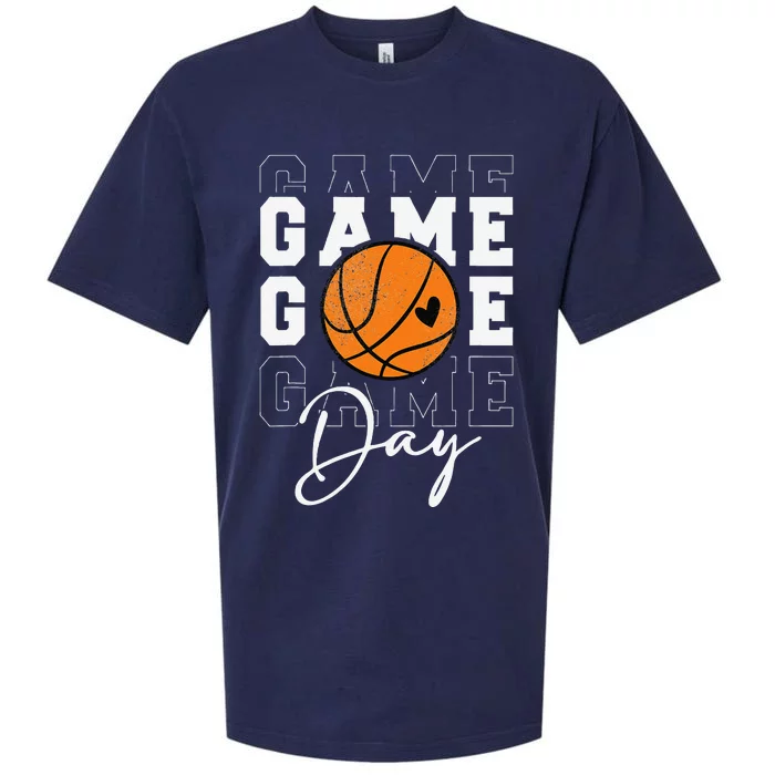 Game Day Basketball Boy Girl Basketball Mom Sueded Cloud Jersey T-Shirt