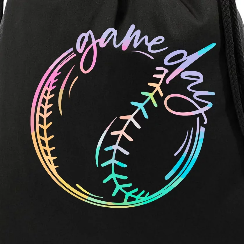 Game Day Baseball Baseball Life Softball Life Mom Tie Dye Drawstring Bag