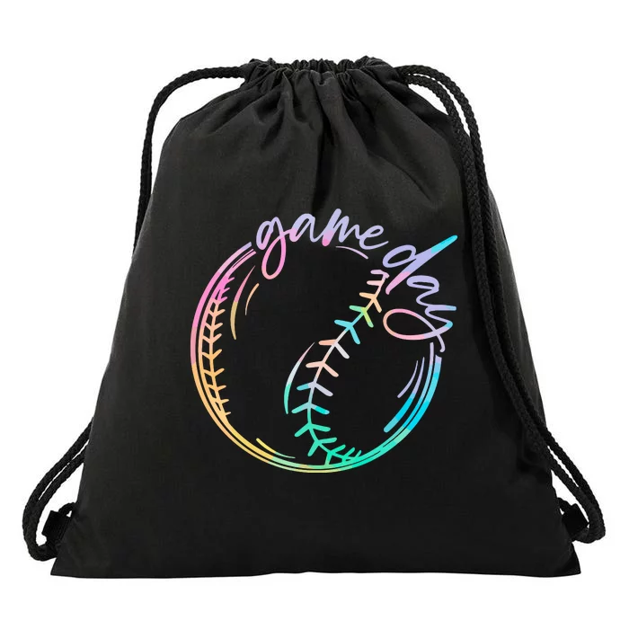 Game Day Baseball Baseball Life Softball Life Mom Tie Dye Drawstring Bag