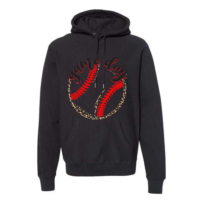 Game Day Baseball Life Softball Life Mom Mothers Day Leopard Premium Hoodie