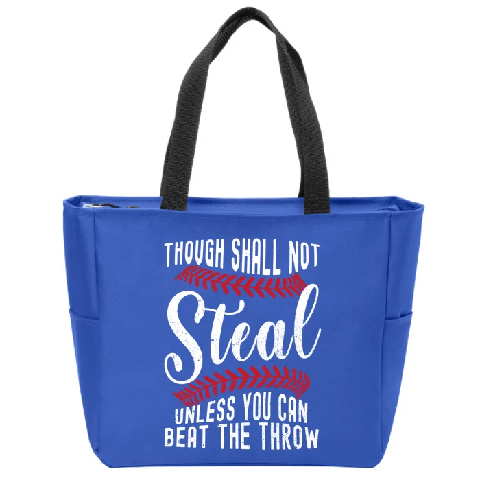 Game Day Baseball Funny Thou Shall Not Steal Funny Gift Zip Tote Bag