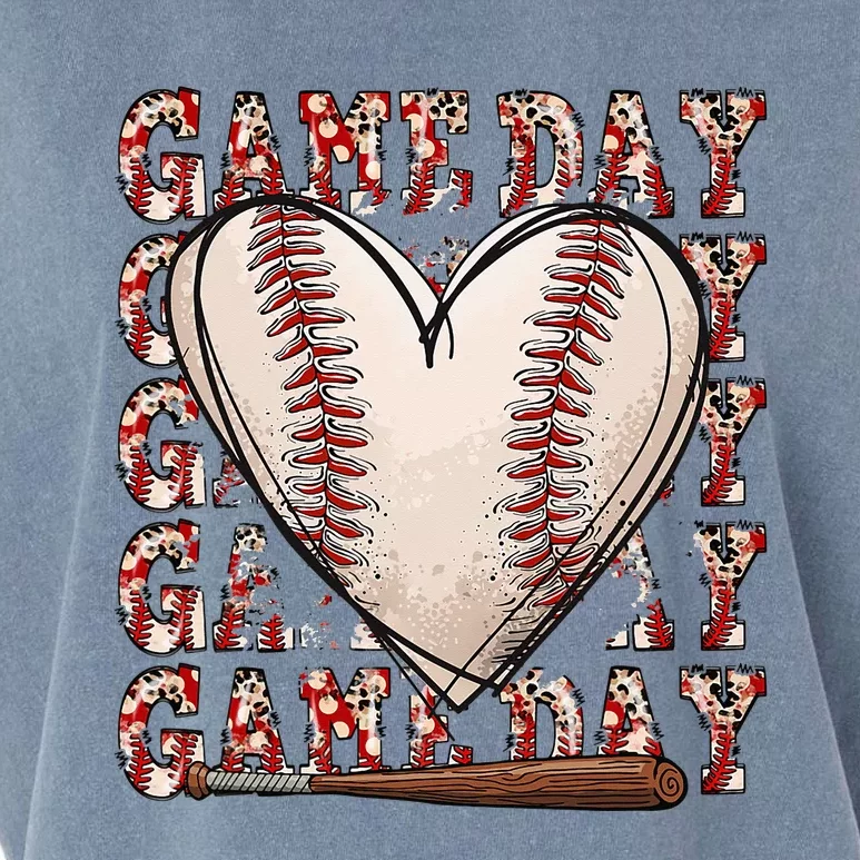 Game Day Baseball Heart Cute Mothers Day Garment-Dyed Women's Muscle Tee