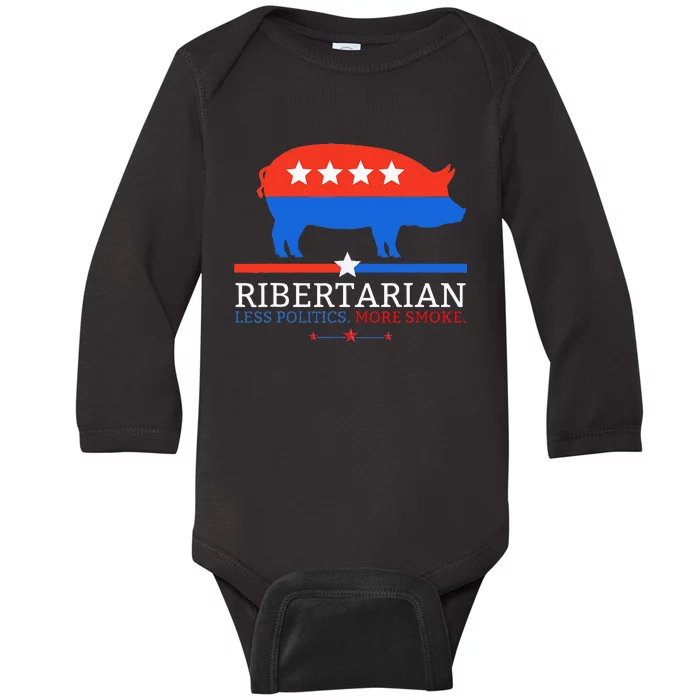 Grilling Dad Bbq Ribertarian Funny Politics Baby Long Sleeve Bodysuit