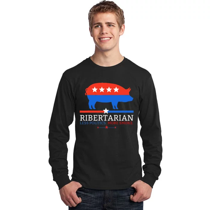 Grilling Dad Bbq Ribertarian Funny Politics Tall Long Sleeve T-Shirt