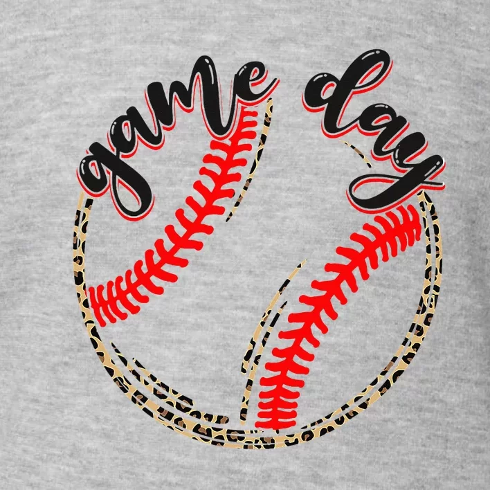 Game Day Baseball Life Softball Life Mom Mothers Day Leopard Toddler Sweatshirt