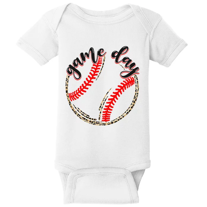 Game Day Baseball Life Softball Life Mom Mothers Day Leopard Baby Bodysuit