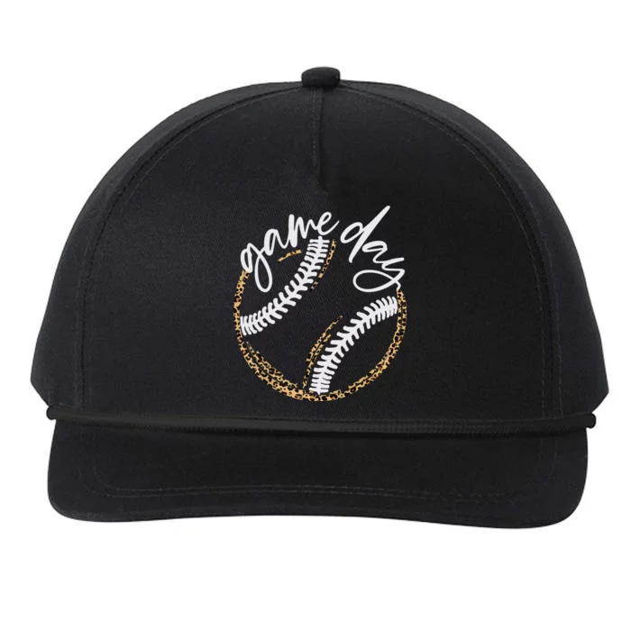 Game Day Baseball Baseball Life Softball Life Mom Leopard Snapback Five-Panel Rope Hat