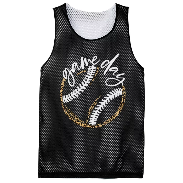 Game Day Baseball Baseball Life Softball Life Mom Leopard Mesh Reversible Basketball Jersey Tank