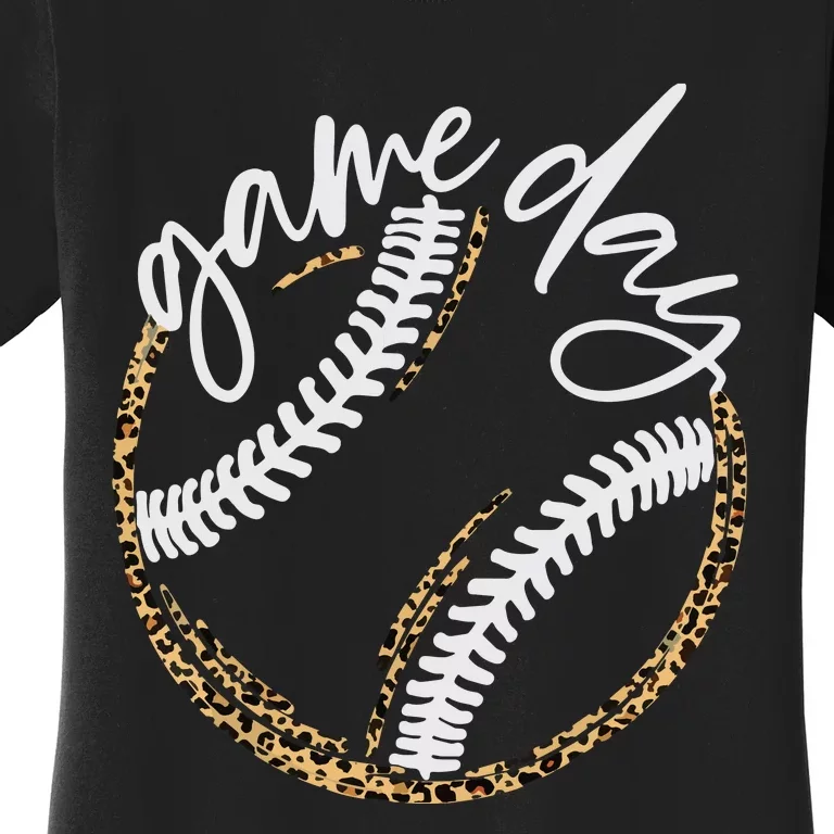 Game Day Baseball Baseball Life Softball Life Mom Leopard Women's T-Shirt